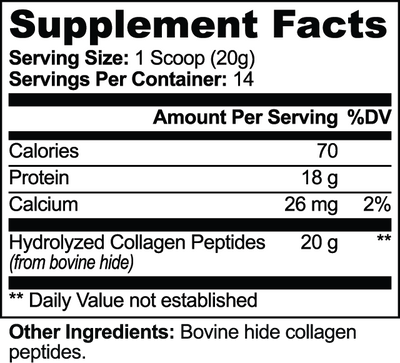 Clock-Out Scoop: the hydrolyzed collagen peptides (20 g, 14 servings, unflavored). Step 1 of 2.