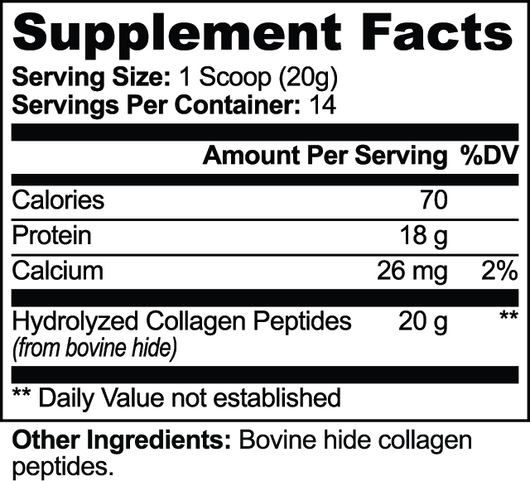 Clock-Out Scoop: the hydrolyzed collagen peptides (20 g, 14 servings, unflavored). Step 1 of 2.